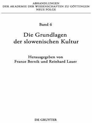 cover image of Die Grundlagen der slowenischen Kultur